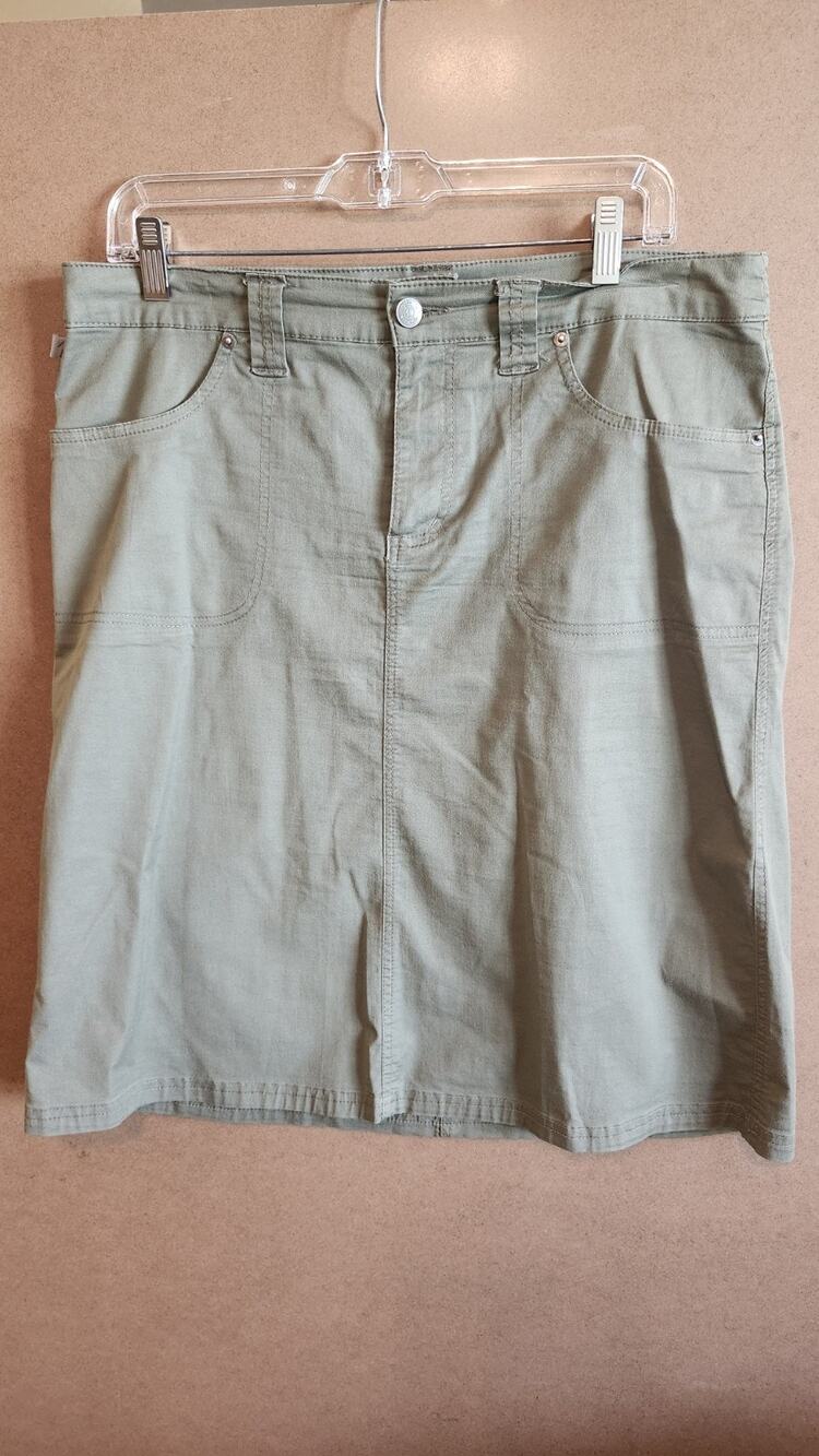 Duplex Style Womens Olive Green Stretch Skirt Size 10 Cotton Spandex Casual Wb22